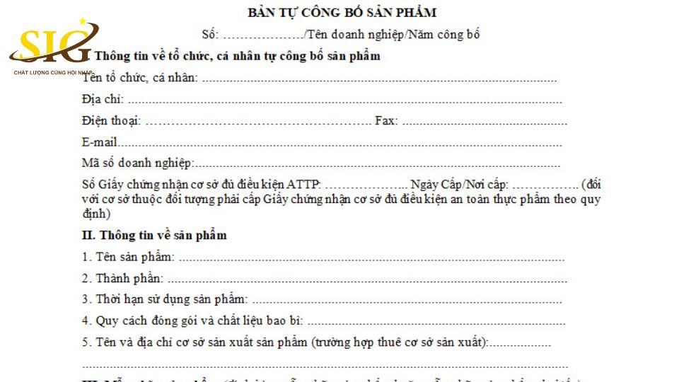 Công bố chất lượng sản phẩm