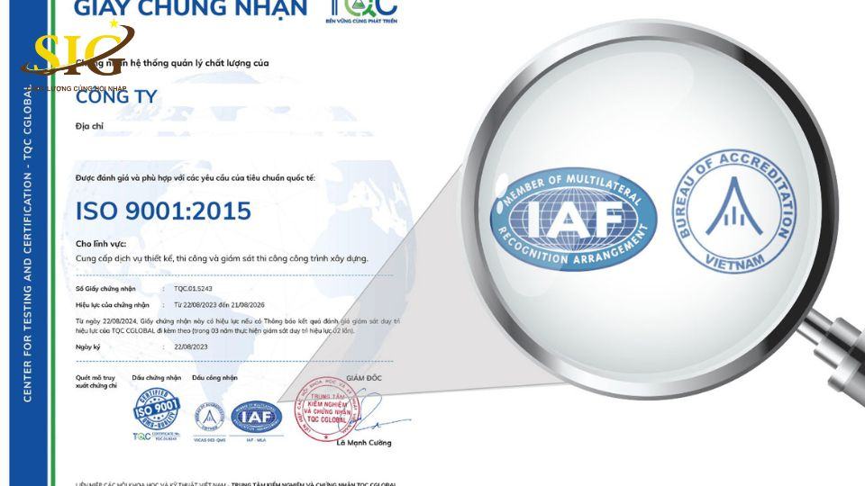 Giấy chứng nhận đạt tiêu chuẩn quản lý chất lượng